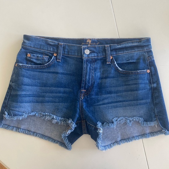 7 FOR ALL MANKIND Desert Oasis Denim Womens High Rise Cut Off Frayed Edges Short - Picture 2 of 15